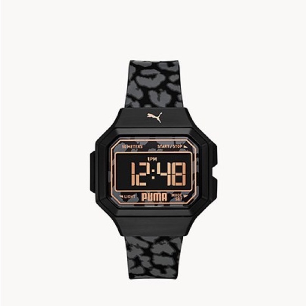 PUMA Black-on-Black Leopard / Casio-Inspired Digital P1058 - Picture 1 of 4